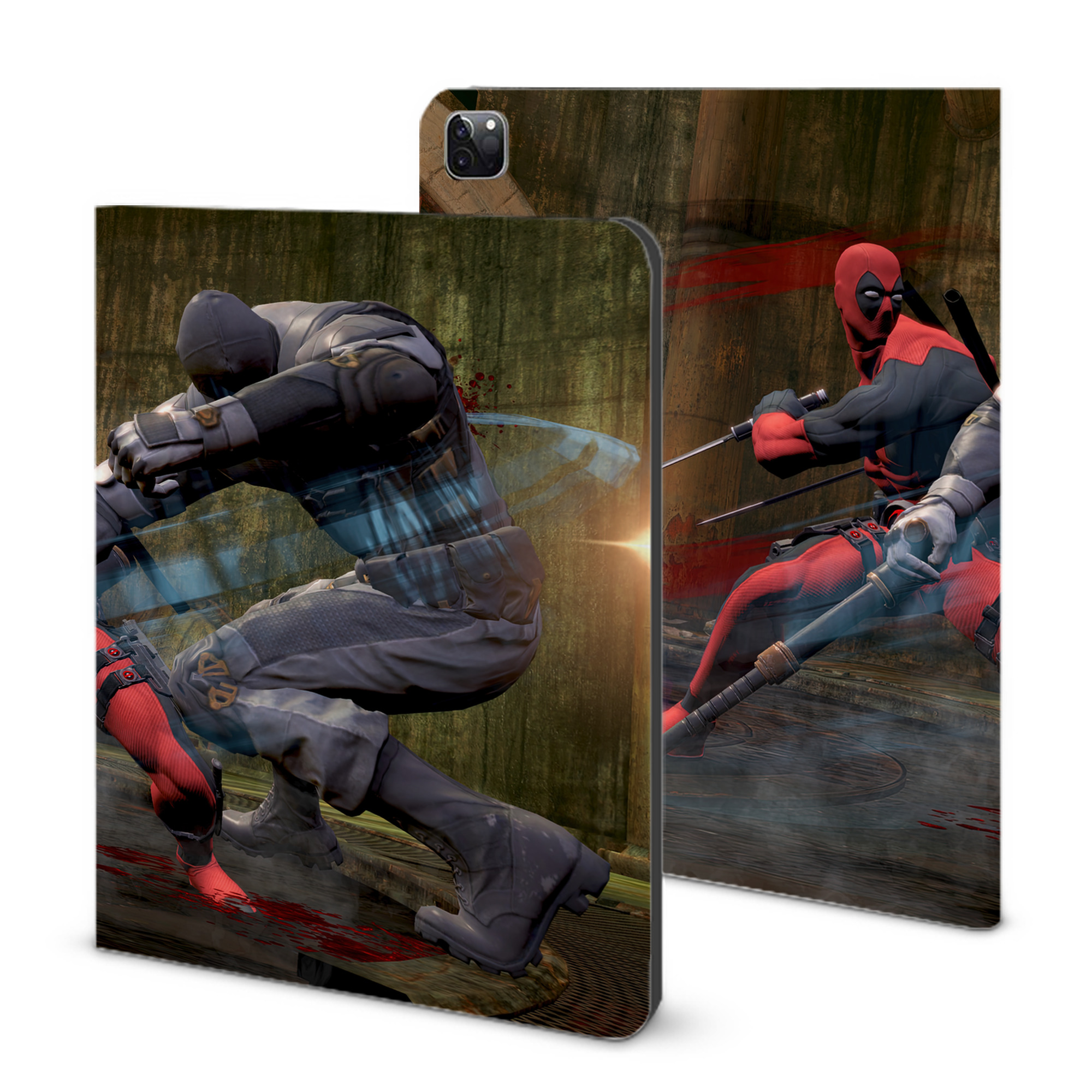 （画像用） Deadpool デッドプール IPad ケース ブック型 PUレザー TPU 耐衝撃 軽量 薄型 ペン収納なし 全面保護 IPad 各モデル対応